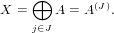 X = ⊕  A = A (J).
    j∈J
